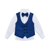 Boys 4-Piece Slim Fit Textured Suit Set With Notched Lapels