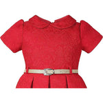 Girls collared short sleeve dress with belt; perfect for christmas gift ideas