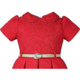 Girls collared short sleeve dress with belt; perfect for christmas gift ideas