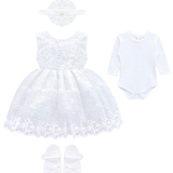 Baby Girls' Lace Floral Embroidered Dress Set