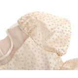 Baby girl gold dress with tulle skirt and polka dots; perfect for baby girl clothes & christmas gift ideas