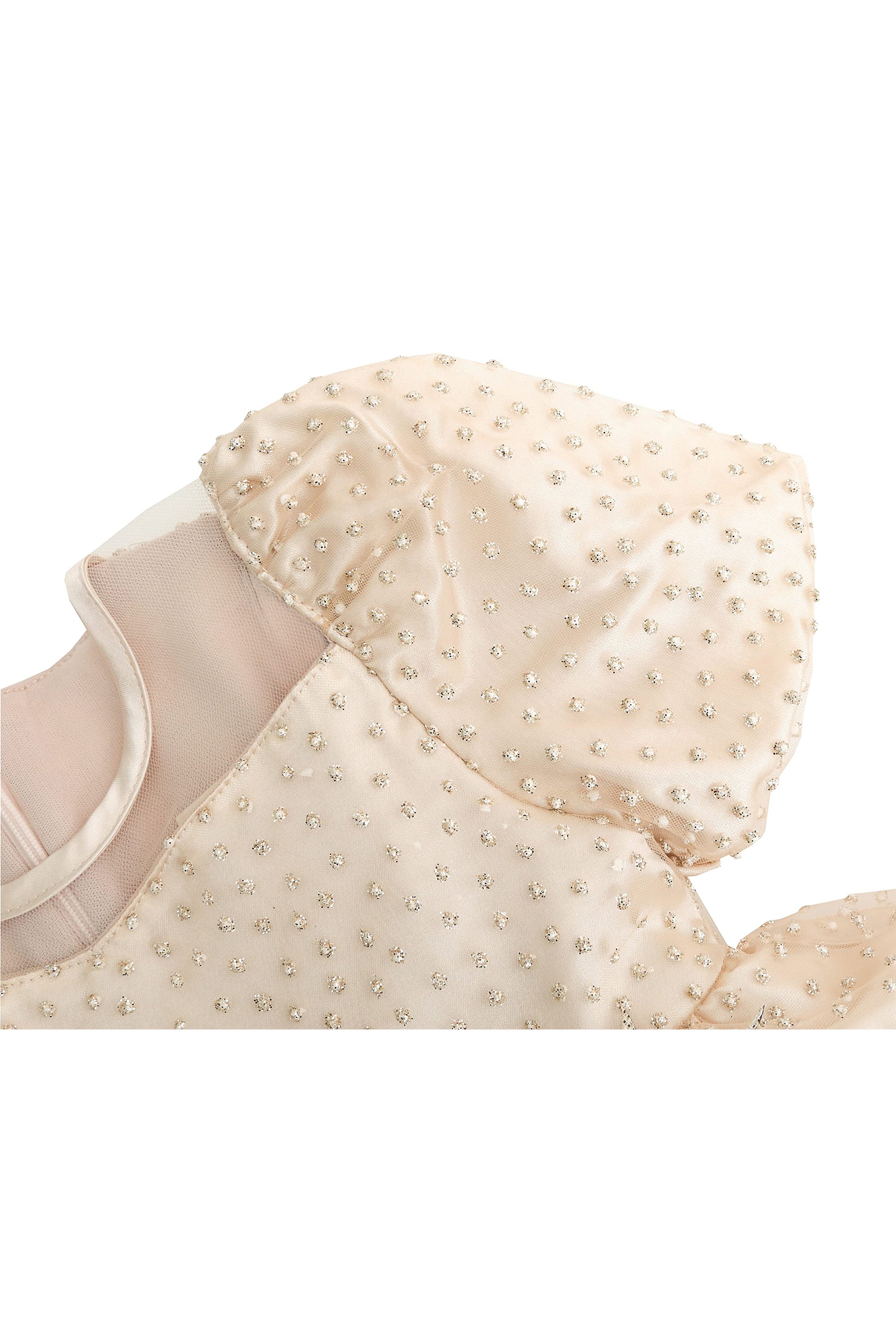 Baby girl gold dress with tulle skirt and polka dots; perfect for baby girl clothes & christmas gift ideas