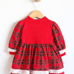 Plaid cotton baby girl clothes with ruffle and lace details and bows; perfect girls Christmas dress & Christmas gift ideas  