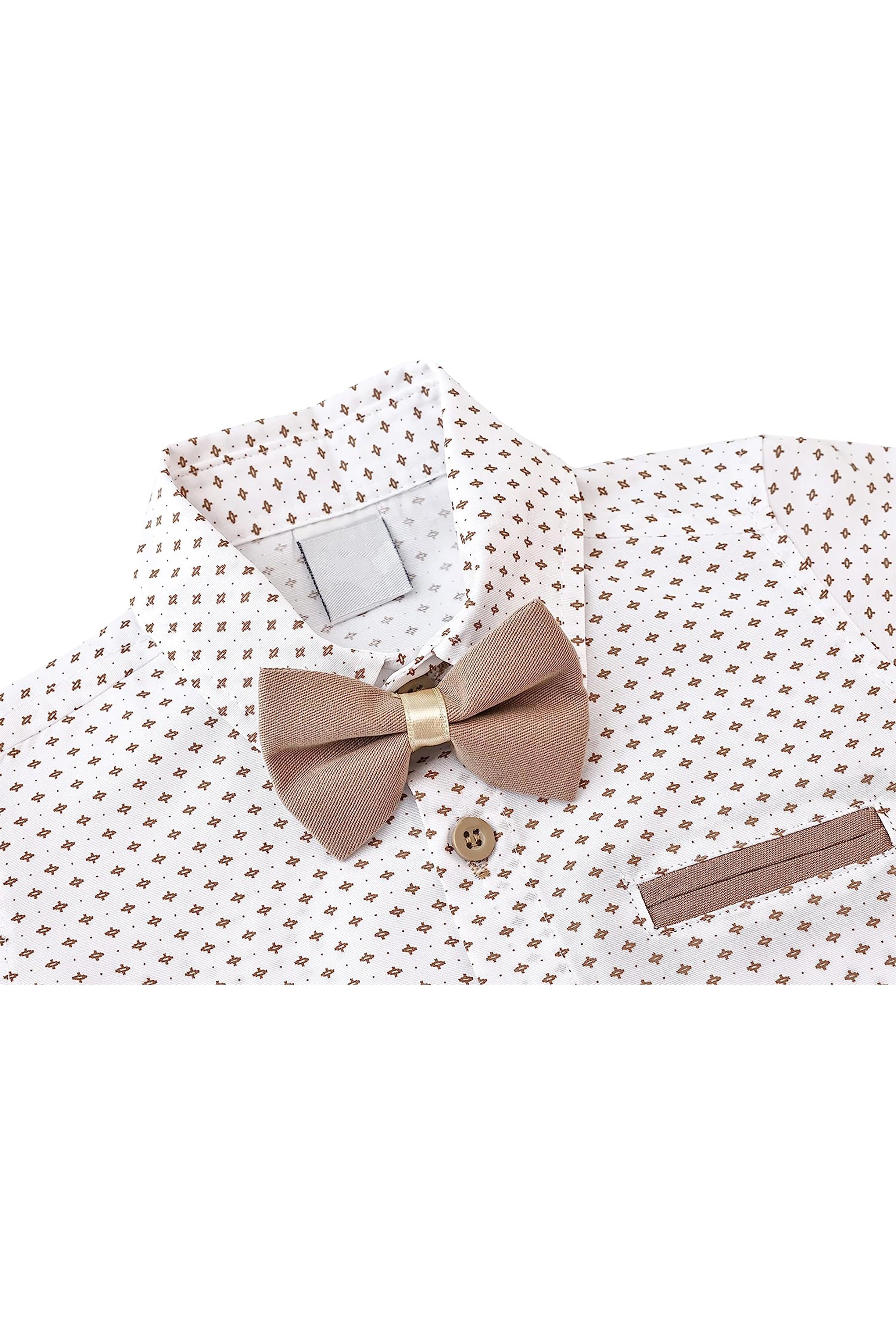 Little Boys' Casual Pant Set - Dress Shirt, Bowtie and Pants LILAX