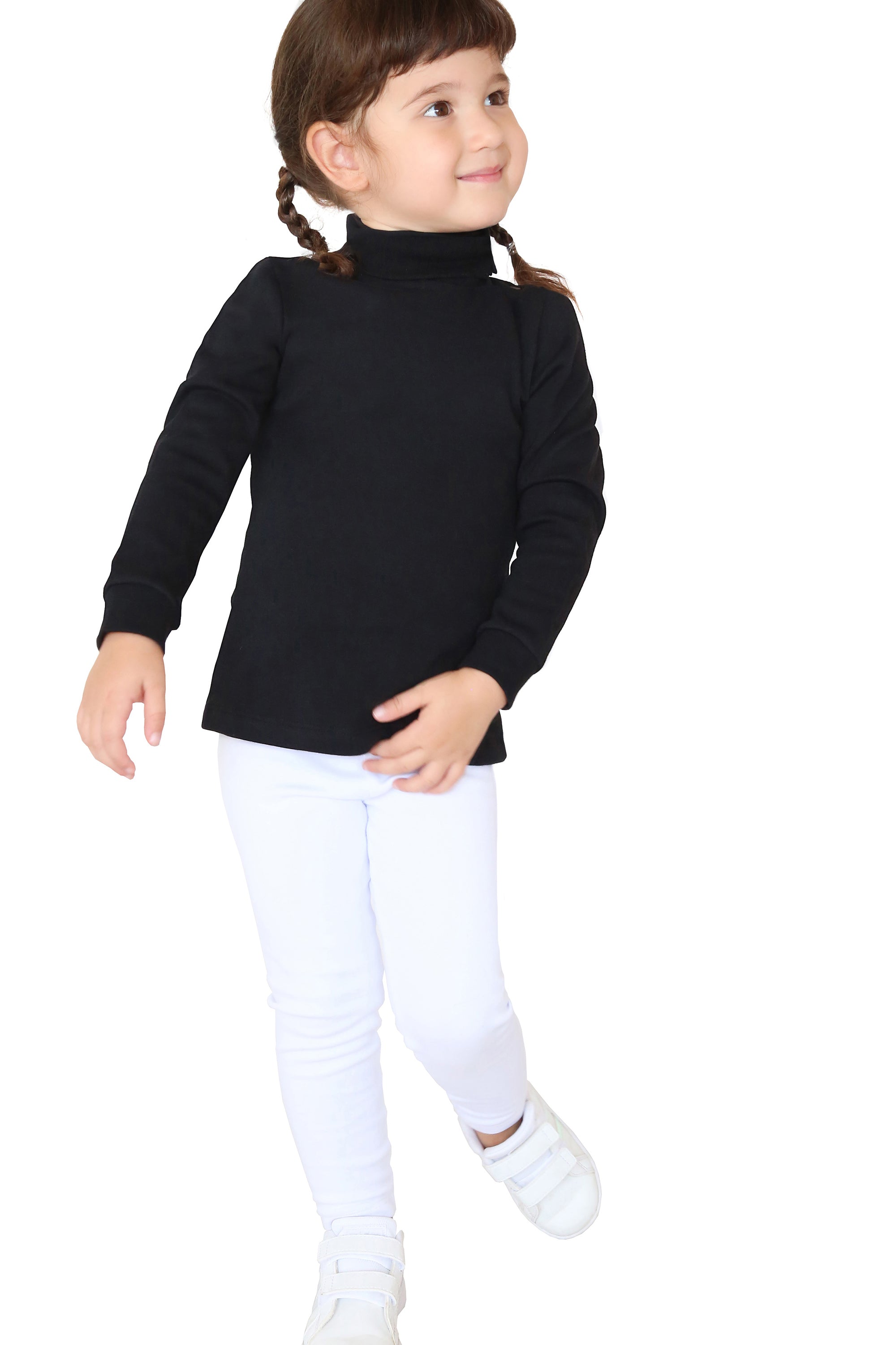 Girls' Solid Cotton Shirt Basic Long Sleeve Turtleneck T-Shirt / Toddler LILAX