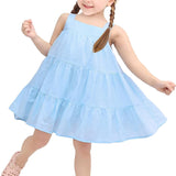 Little Girls' Layered Sundress - 100% Cotton Toddler Easter or Summer Dress LILAX