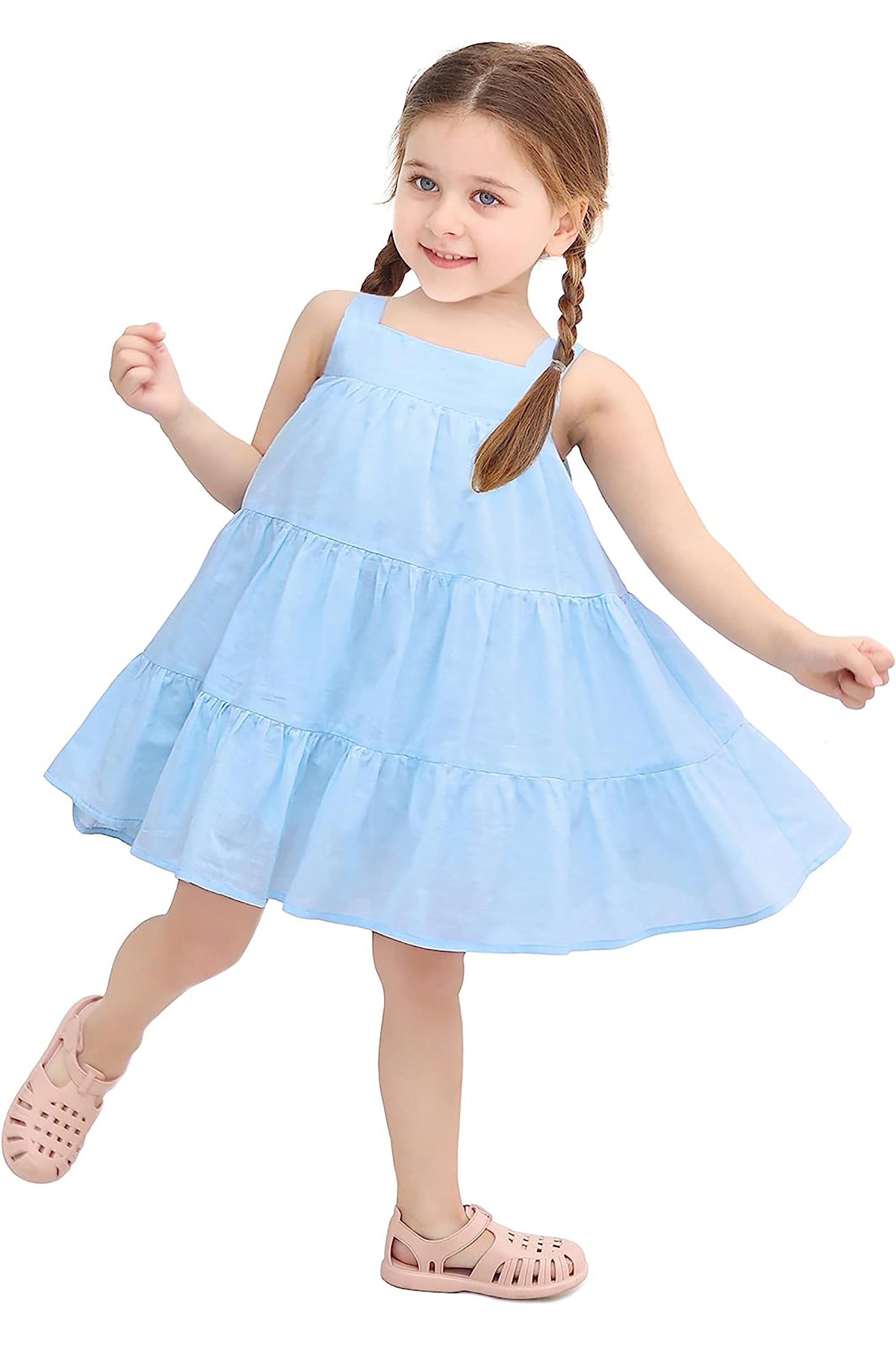 Baby girls layered cotton squareneck dress; perfect for baby girl clothes & christmas gift ideas