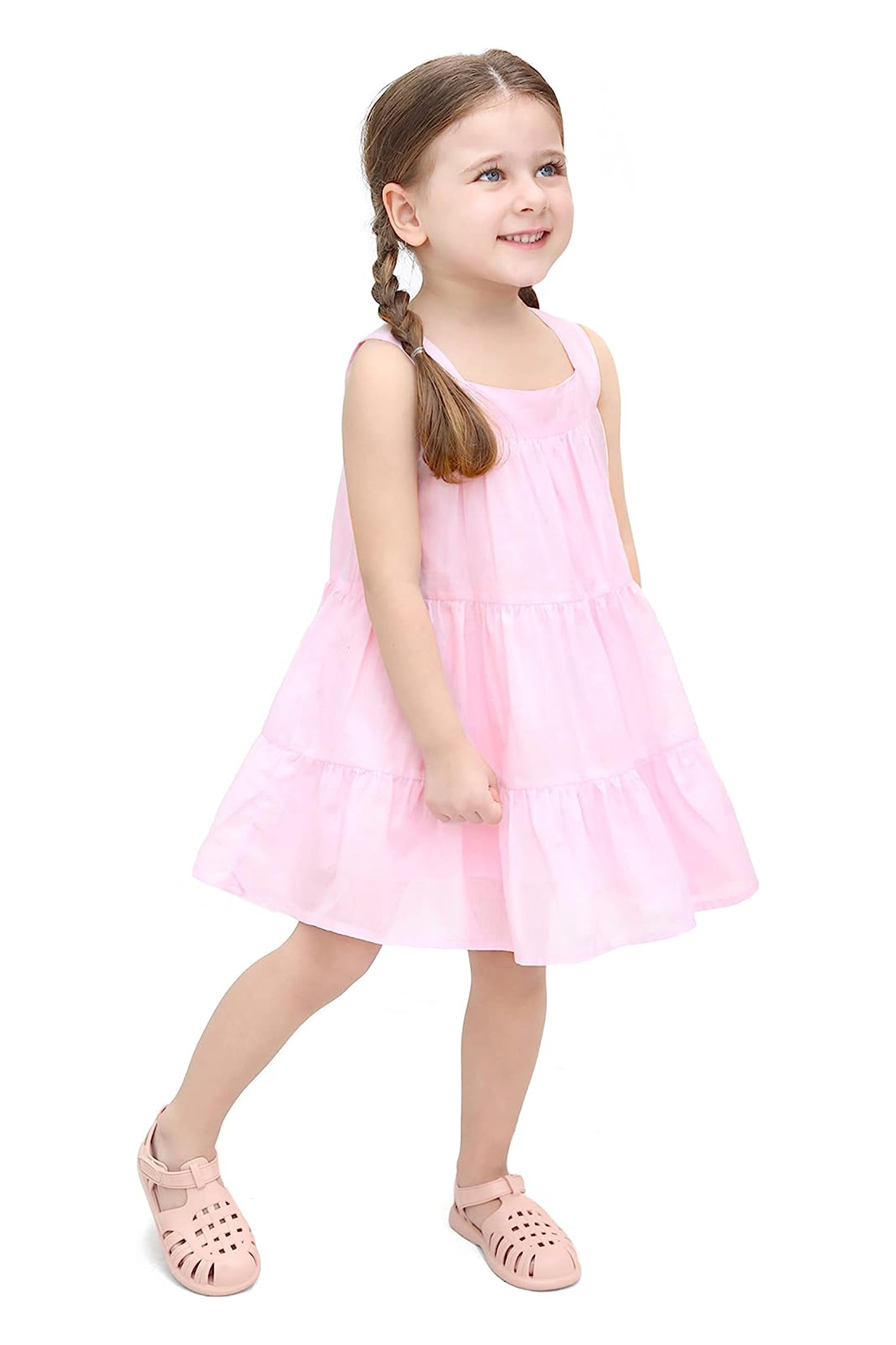 Baby girls layered cotton squareneck dress; perfect for baby girl clothes & christmas gift ideas