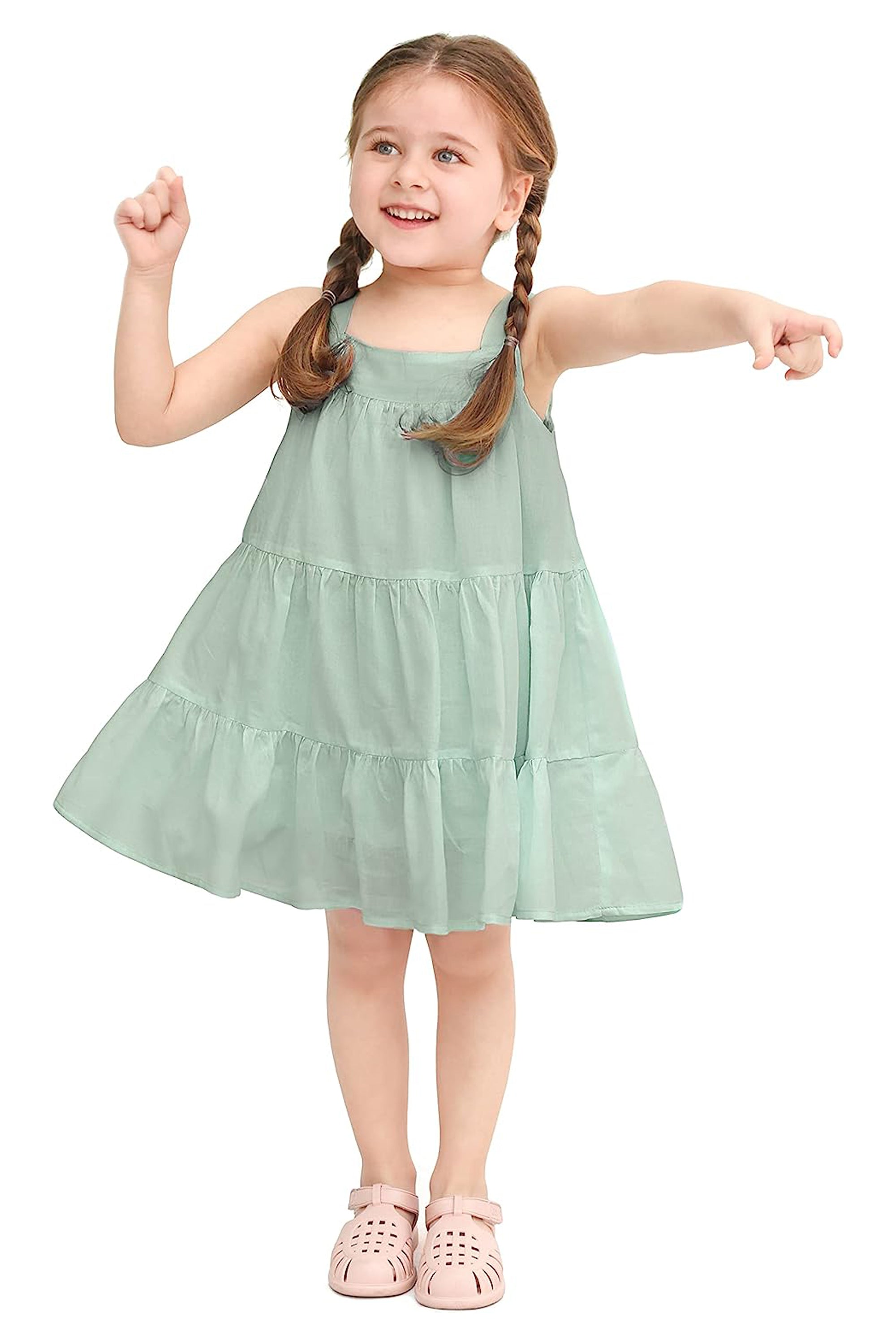 Baby girls layered cotton squareneck dress; perfect for baby girl clothes & christmas gift ideas