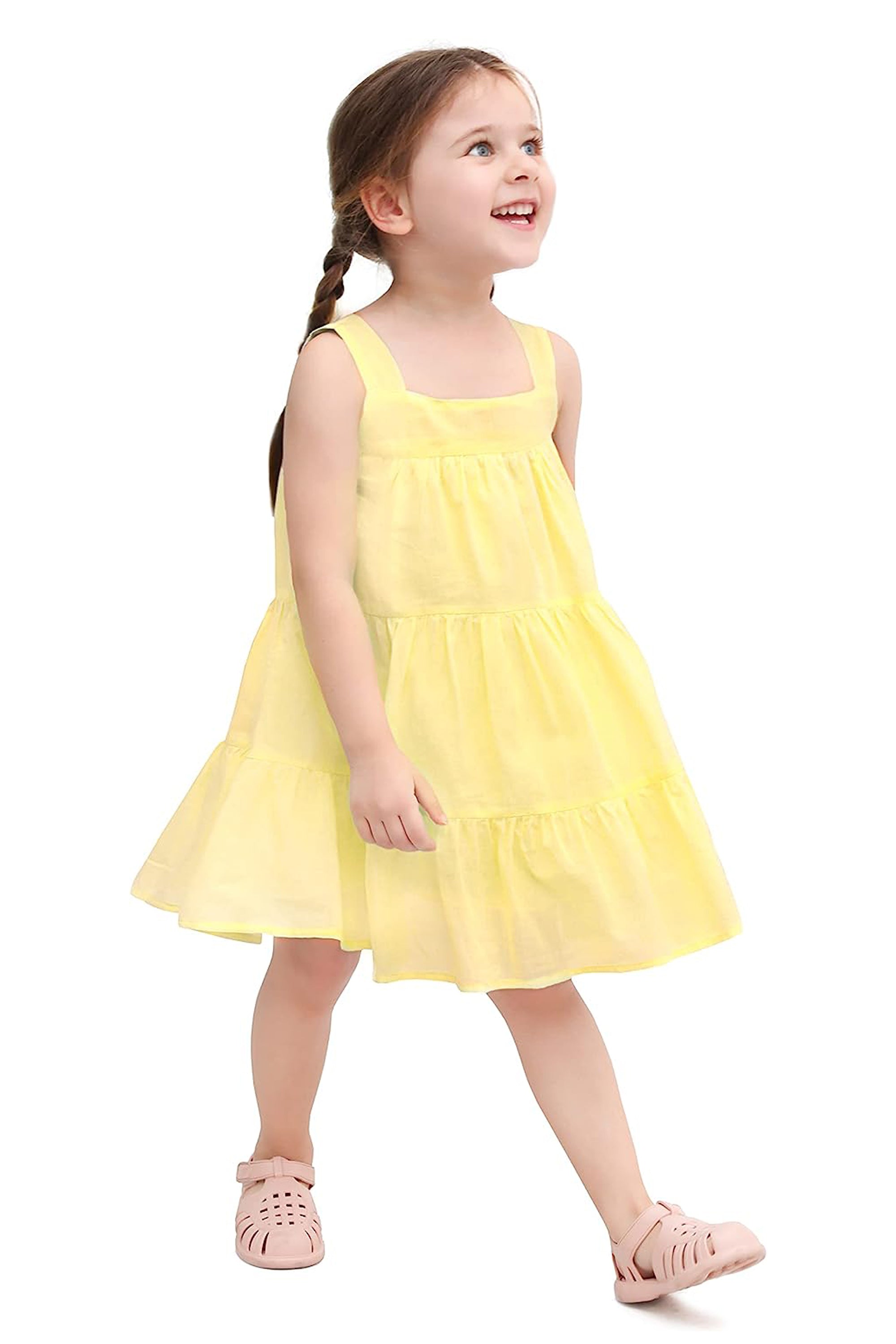 Baby girls layered cotton squareneck dress; perfect for baby girl clothes & christmas gift ideas