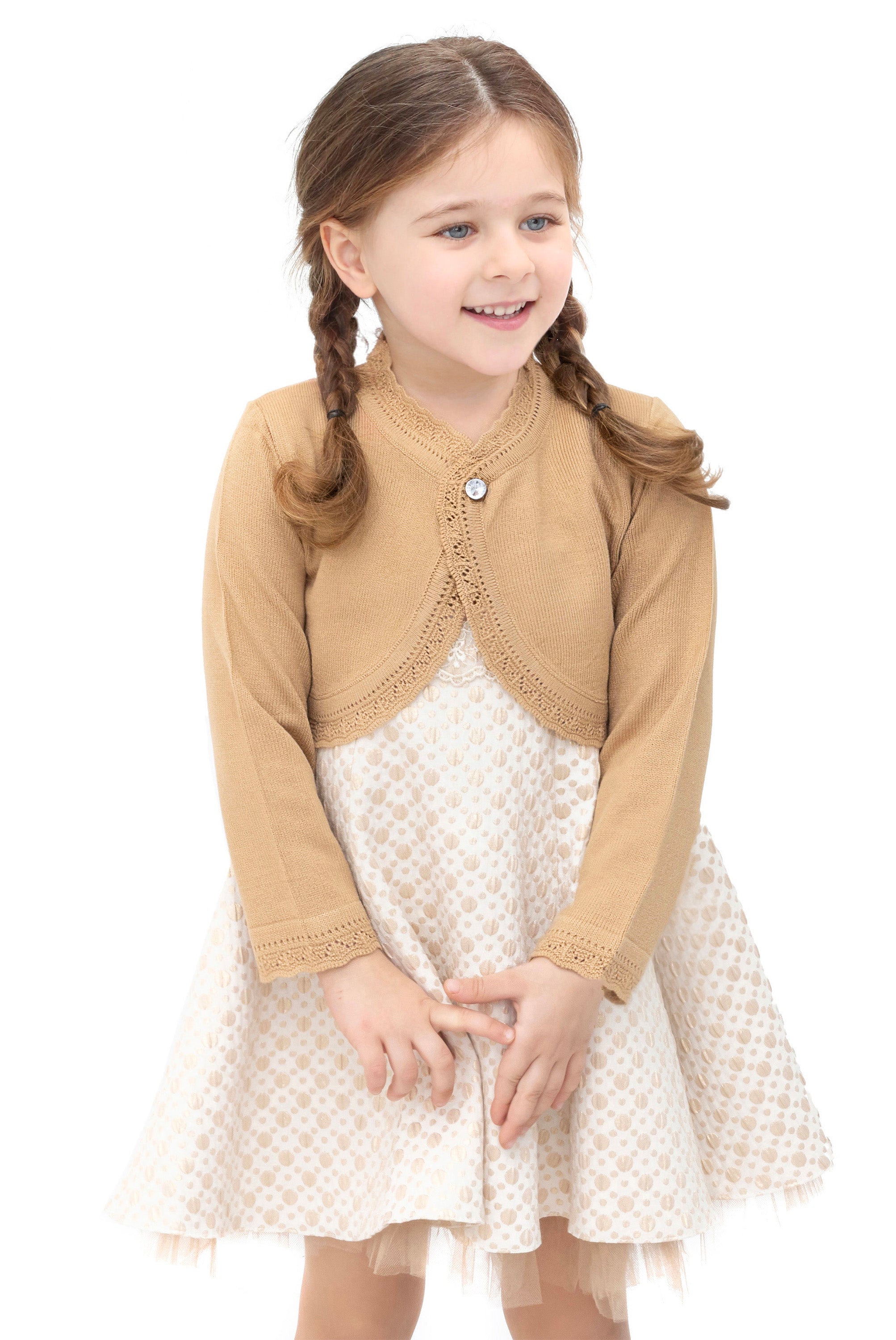 Girls' Bolero Cardigan Shrug Knit Long Sleeve Button Closure LILAX