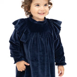 Baby velvet dress with ruffle shouders; perfect for baby girl clothes and Christmas gift ideas  