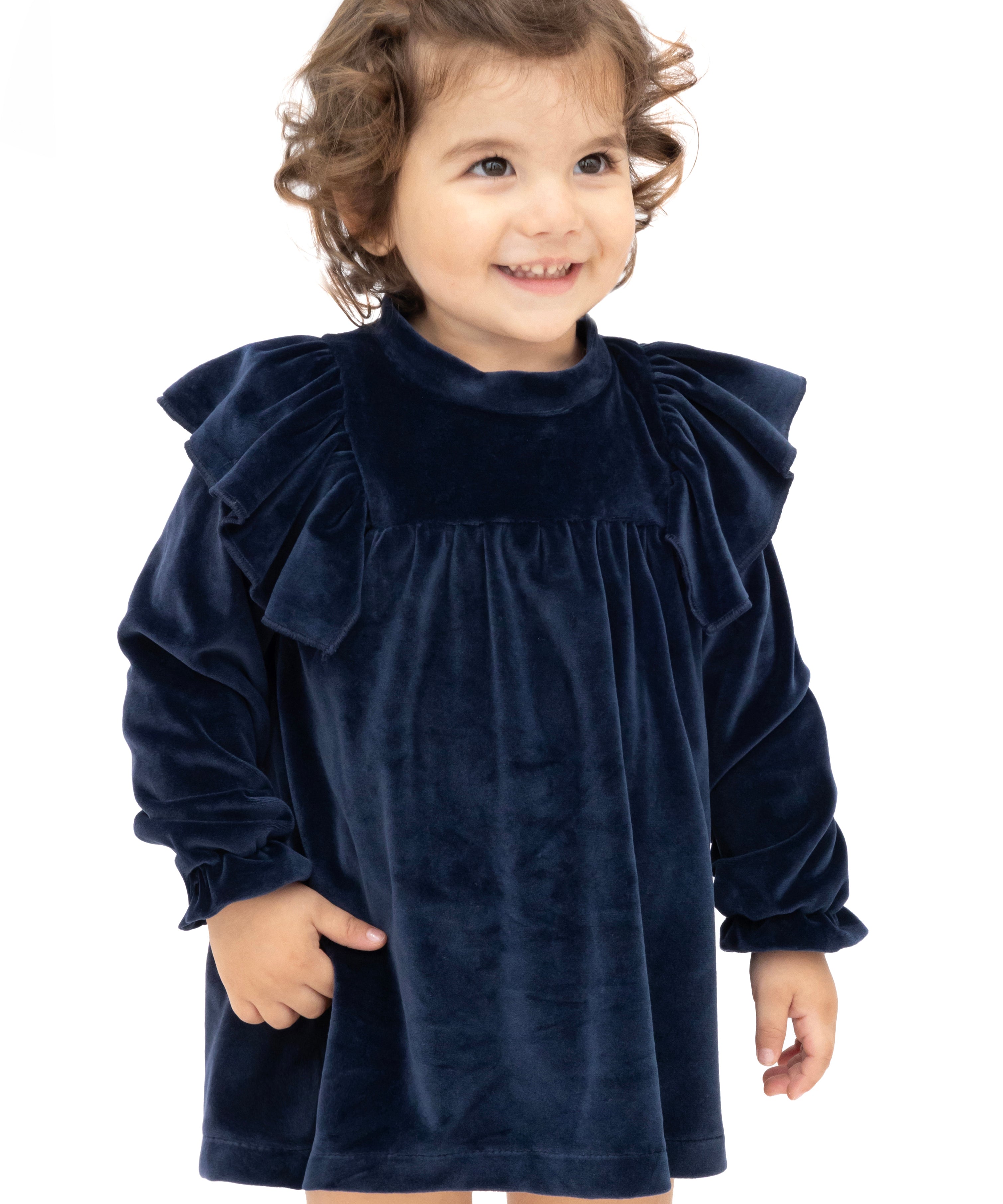 Baby velvet dress with ruffle shouders; perfect for baby girl clothes and Christmas gift ideas  