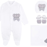 Baby Boy Newborn Crown Jewels Layette 4-Piece Gift Set, Newborn Footie for Baby Shower