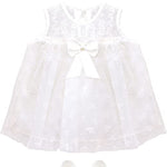 Baby girl tulle-skirt dress bow details; for baby girl clothes & christmas gift ideas