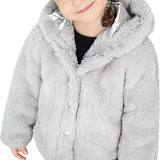 Girls puffy and cozy hooded cardigan sweater with 4 buttons; perfect for Christmas gift ideas