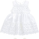 Baby Girls' Lacy Tulle Sleeveless White Dress 3 Piece Wedding Outfit