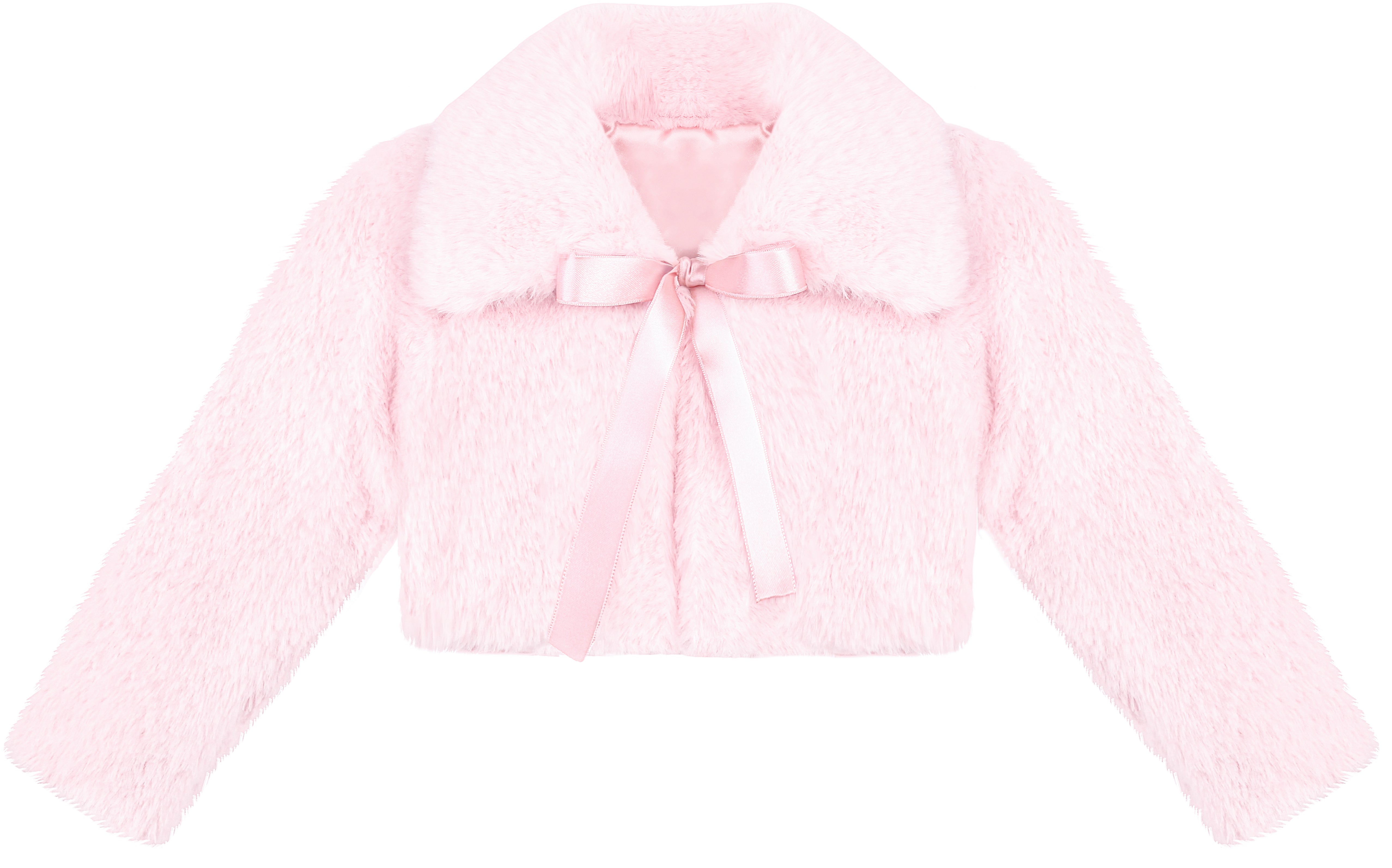 Puffy cozy girls’ bolero jacket with oversized collar and tied bow; perfect girls christmas dress and Christmas gift ideas