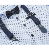 Boys Patterned Shirt & Suspender Pants Set