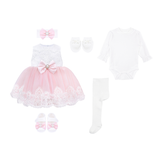 Newborn 6-Piece Lace & Tulle Princess Dress Set