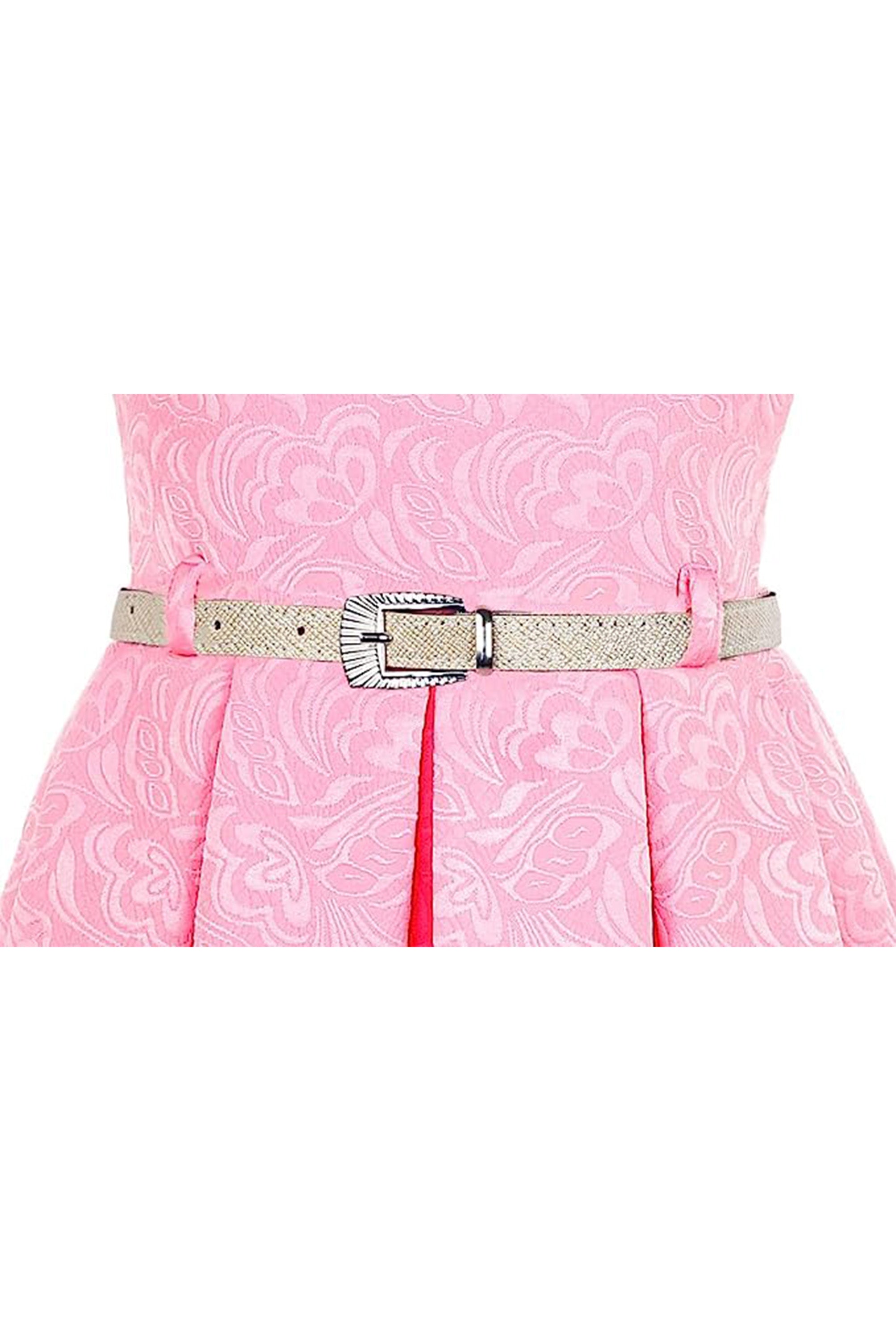 Little Girls' Occasion Dress with Shimmer Belt Flocked LILAX