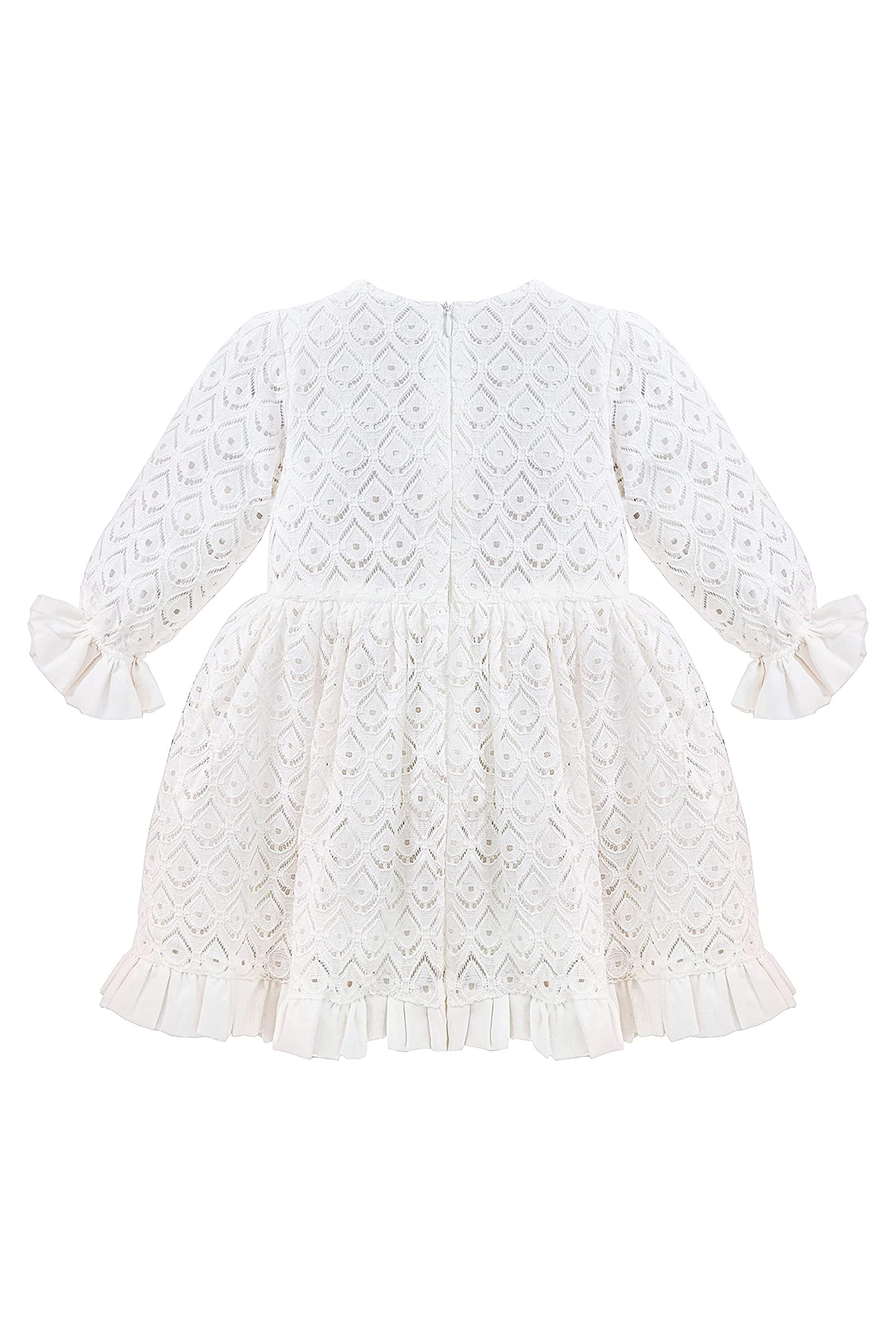 Baby girl lace & ruffle detailed dress; perfect for baby girl clothes & christmas gift ideas