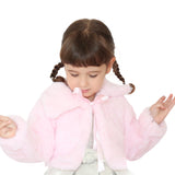 Puffy cozy girls’ bolero jacket with oversized collar and tied bow; perfect girls christmas dress and Christmas gift ideas