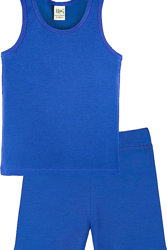 Girls cotton solid basic racerback tanktop and shorts set; perfect for baby girl clothes & christmas gift ideas