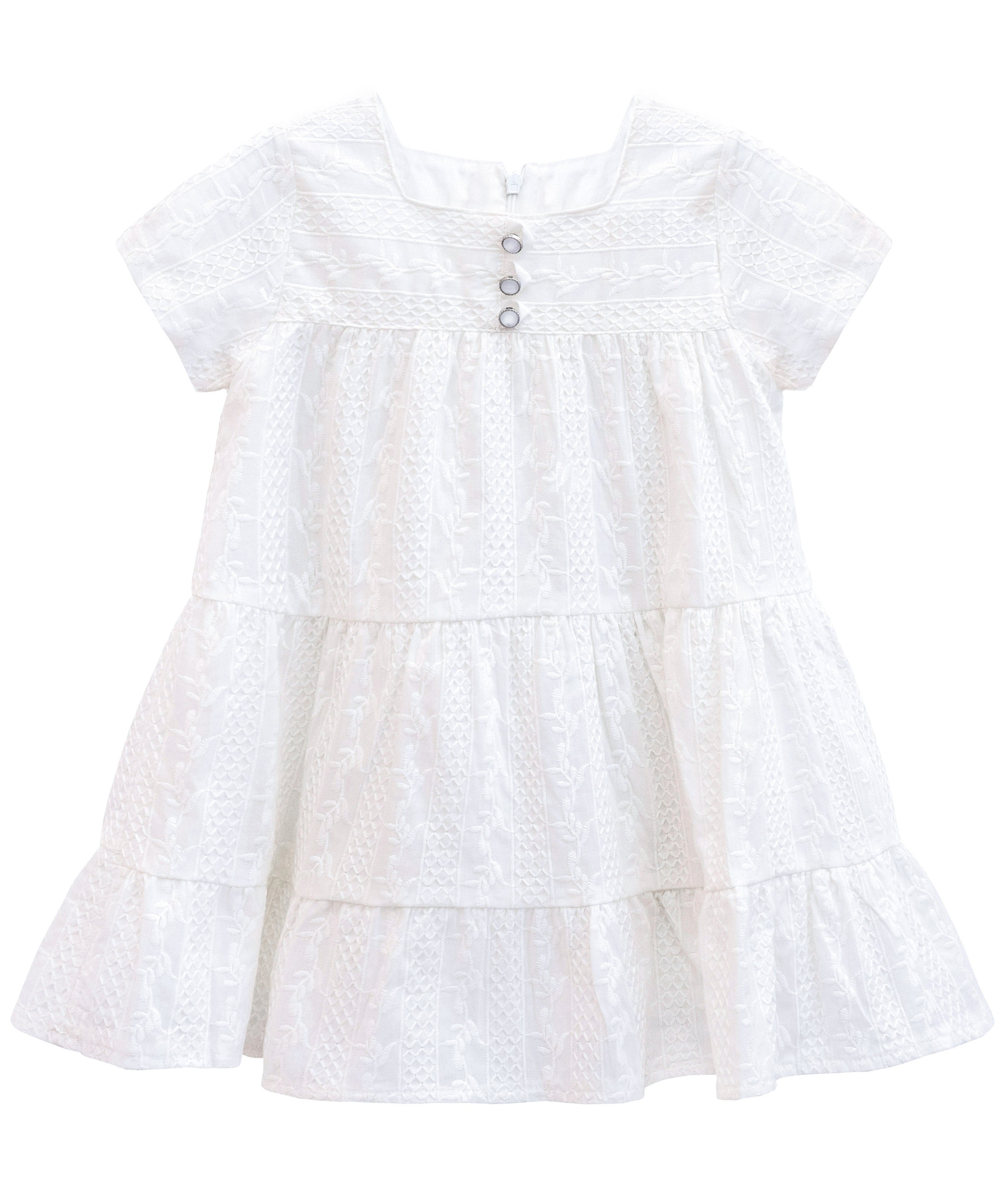 Squareneck cotton girls dress with flower embroidery; perfect for baby clothes & Christmas gift ideas 