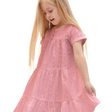 Squareneck cotton girls dress with flower embroidery; perfect for baby clothes & Christmas gift ideas 