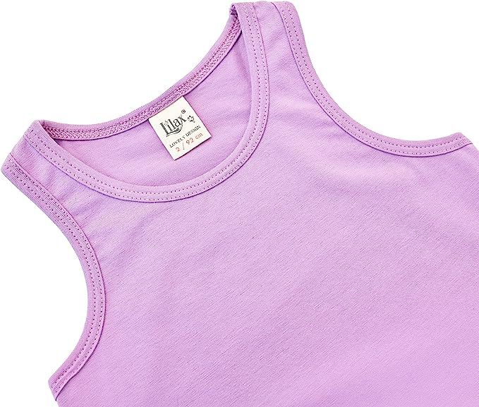 Girls' Soft Solid Cotton Blend Racerback Tank Top / 11-12 Years LILAX