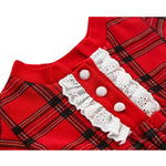 Plaid cotton baby girl clothes with ruffle and lace details and bows; perfect girls Christmas dress & Christmas gift ideas  