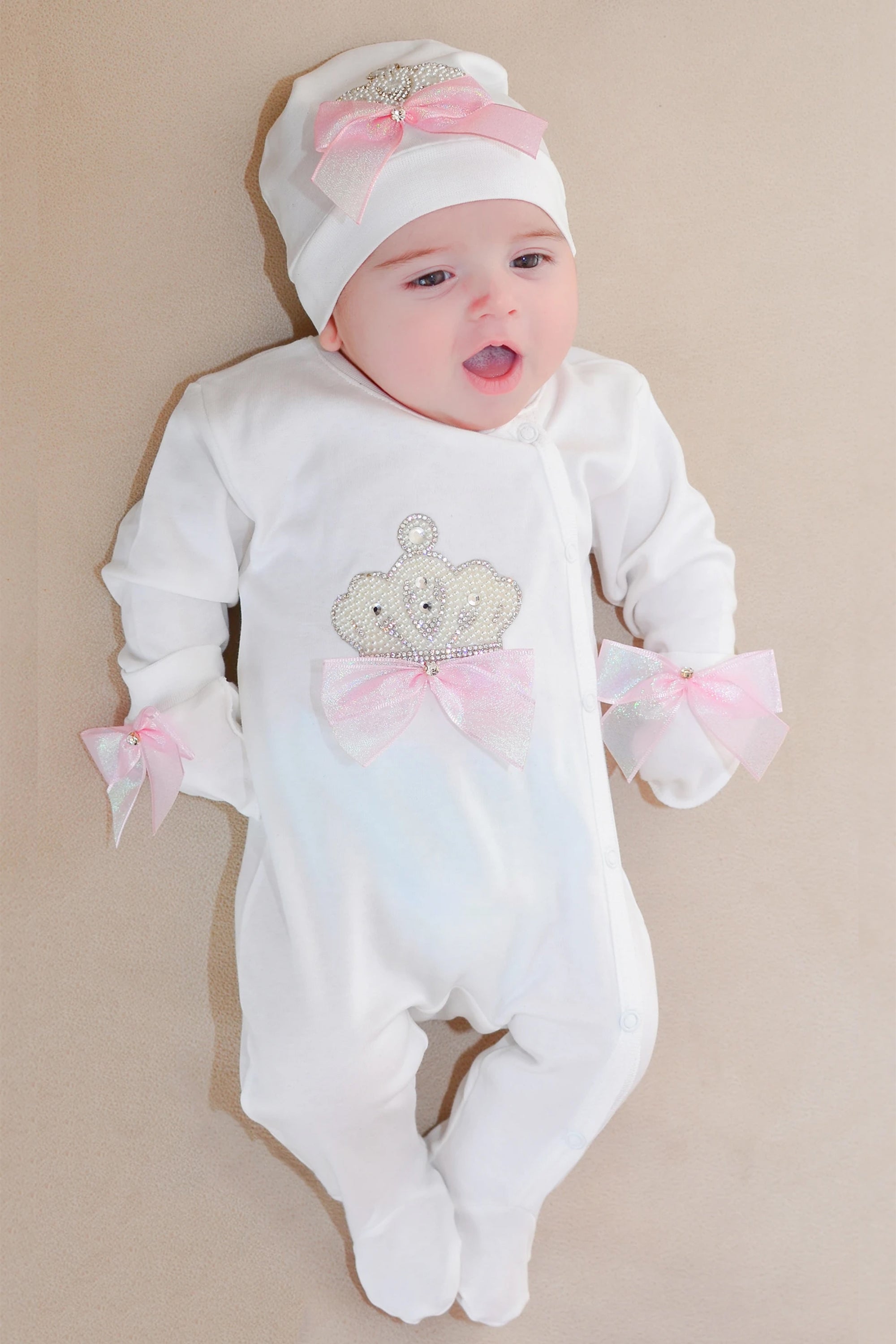 Jeweled Crown Layette Gift Set for Baby Girls: 3 Pieces LILAX