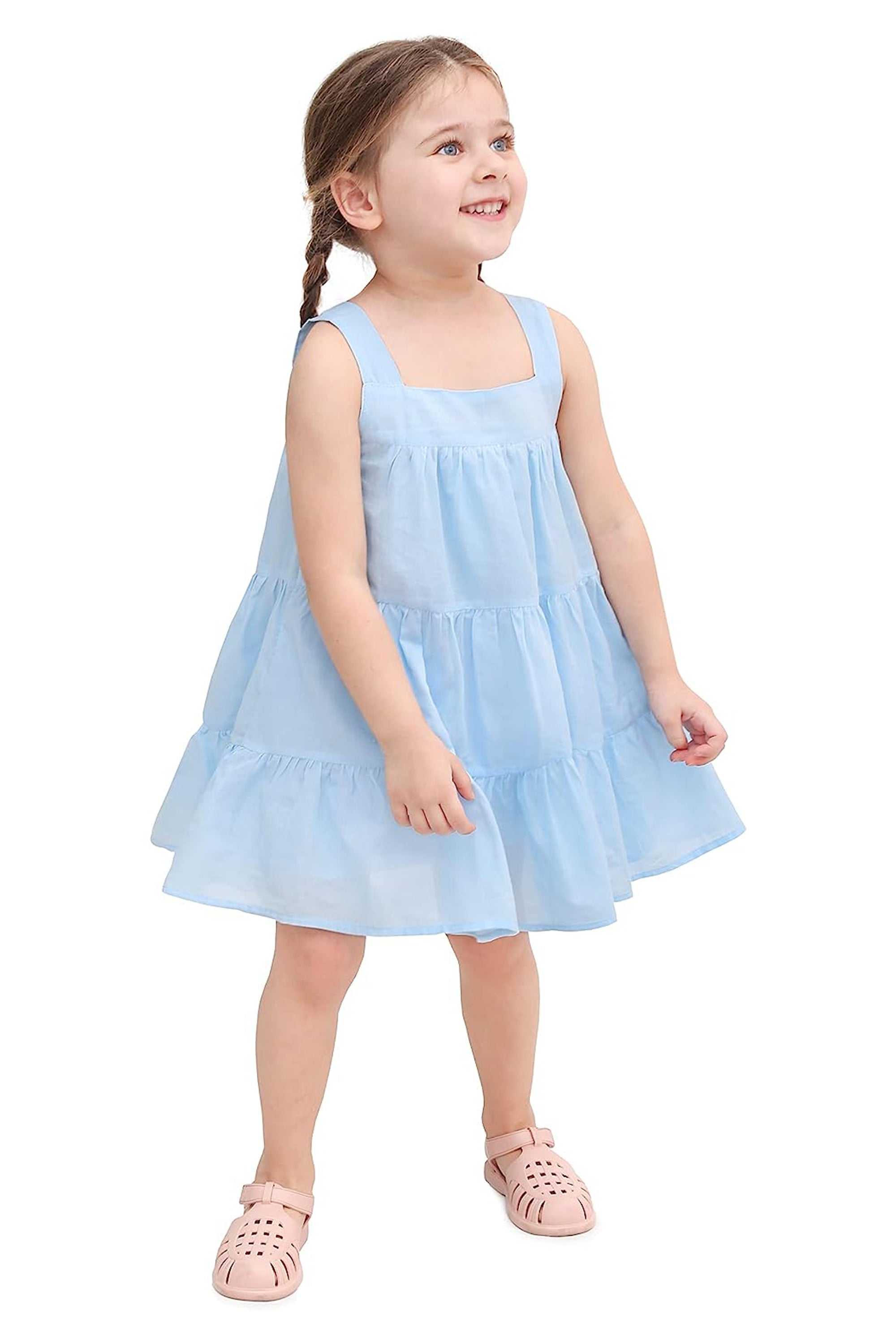 Baby girls layered cotton squareneck dress; perfect for baby girl clothes & christmas gift ideas