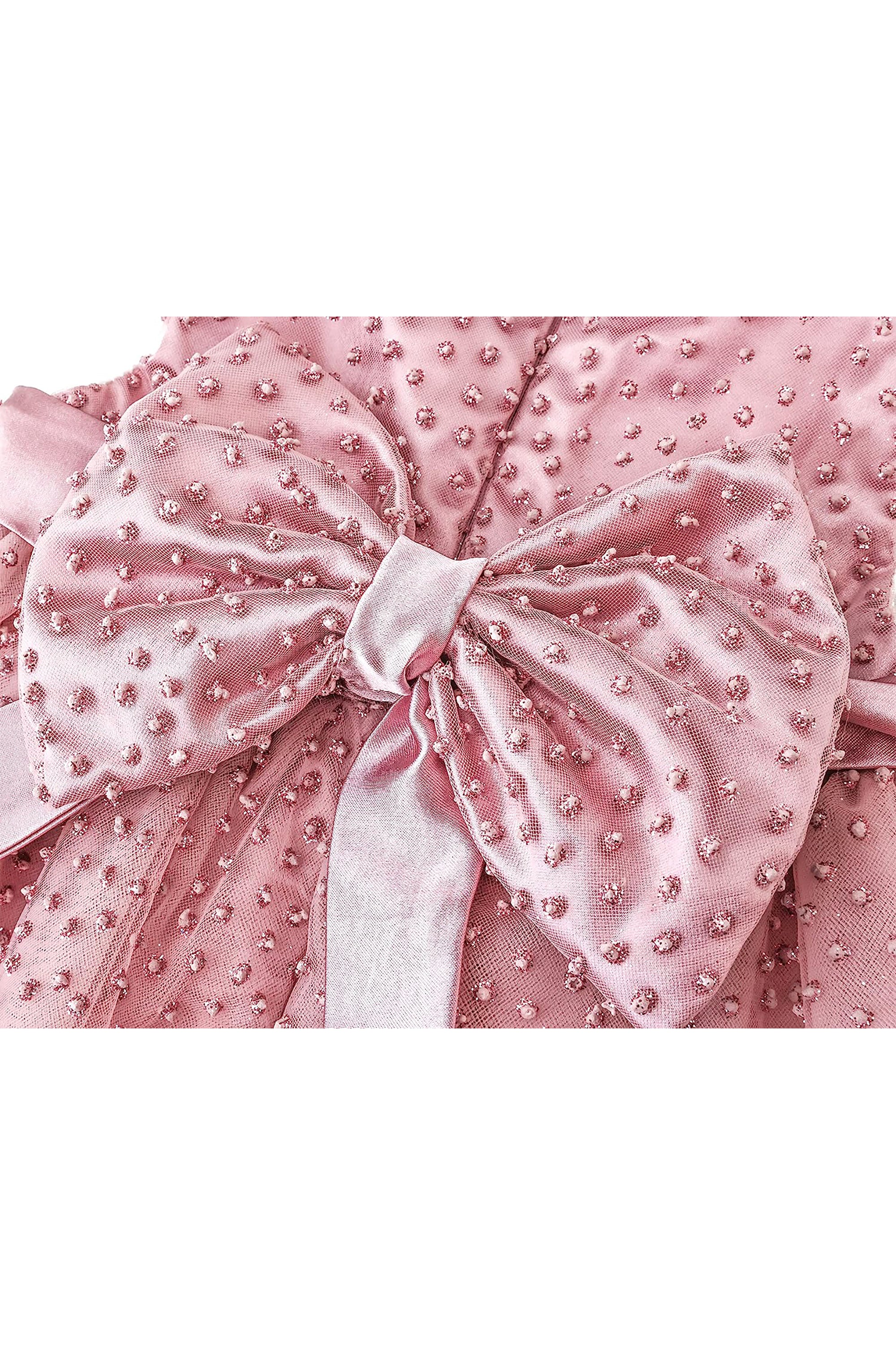 Baby Girls' Sparkly Tulle Dress, Glitter Polka Dots Princess Gown with Matching Headband and Shoes LILAX