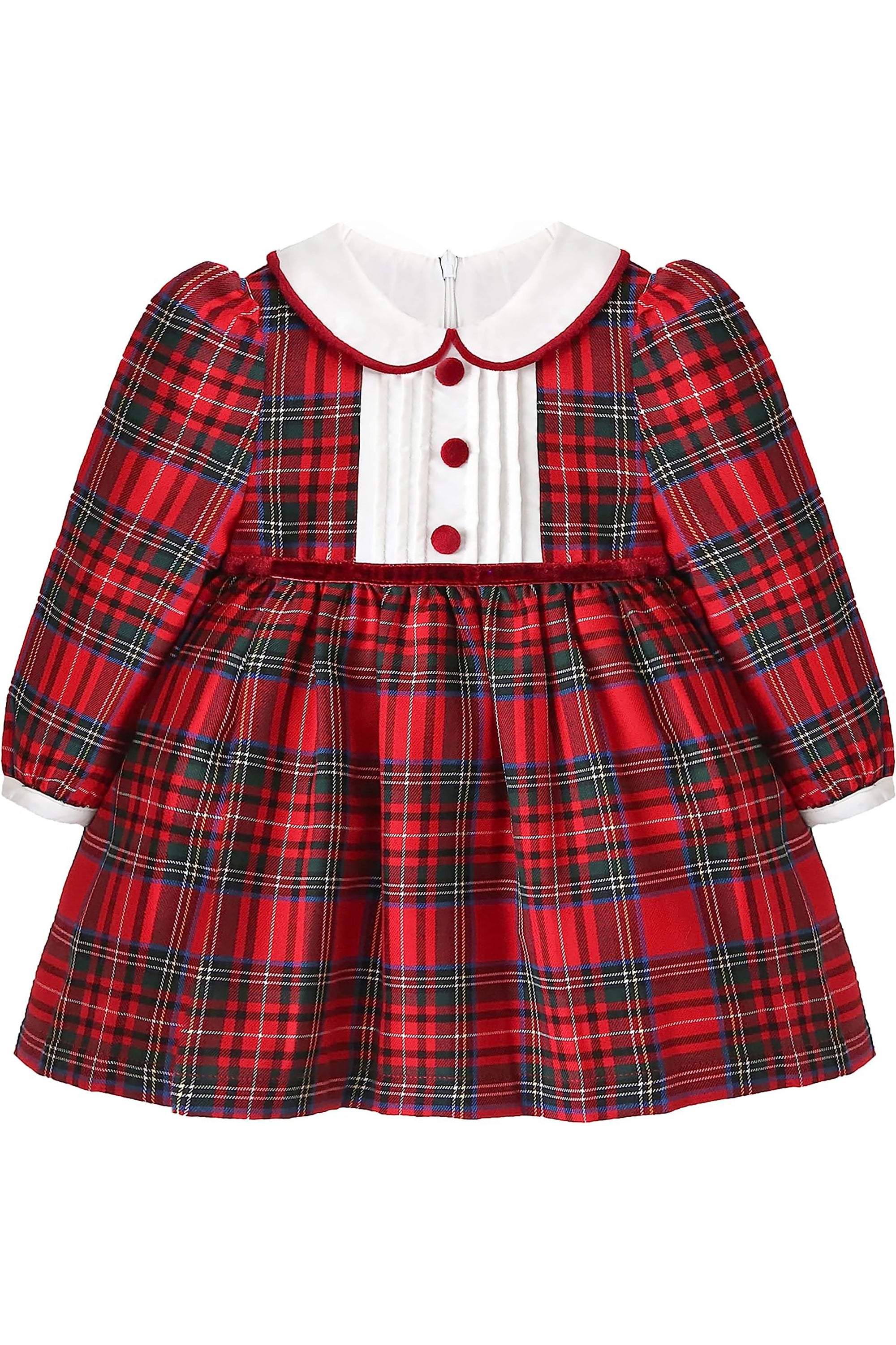 Baby Girls' Plaid Dress Set, Holiday Outfit with Elastic Flower Headband LILAX