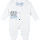 Jeweled crown newborn layette with footie, hat, mittens with bows, & shoes; perfect for Christmas gift ideas