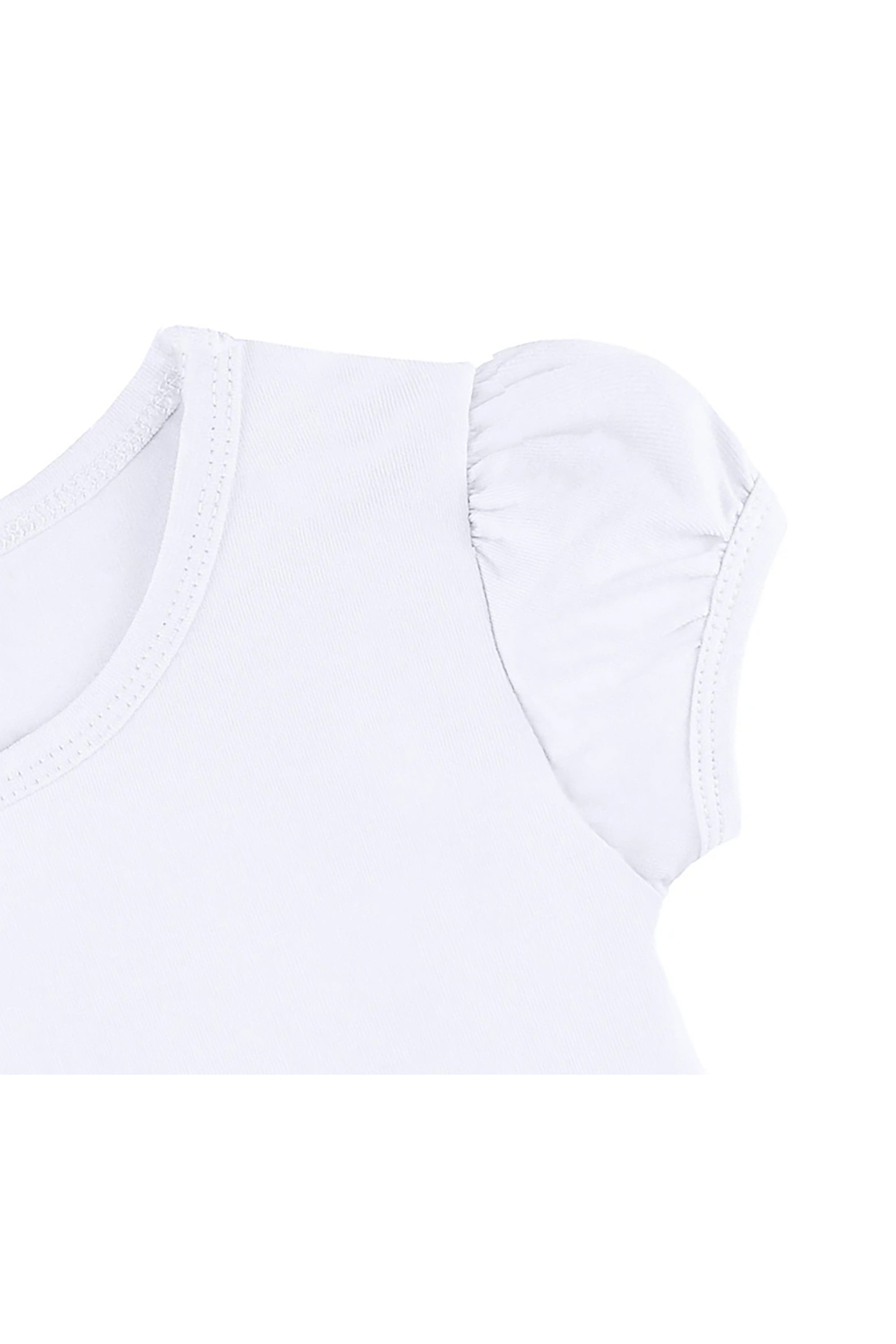 Girls' Basic Cotton T-Shirt  Short Puff Sleeve Crewneck / 11-12 Years LILAX