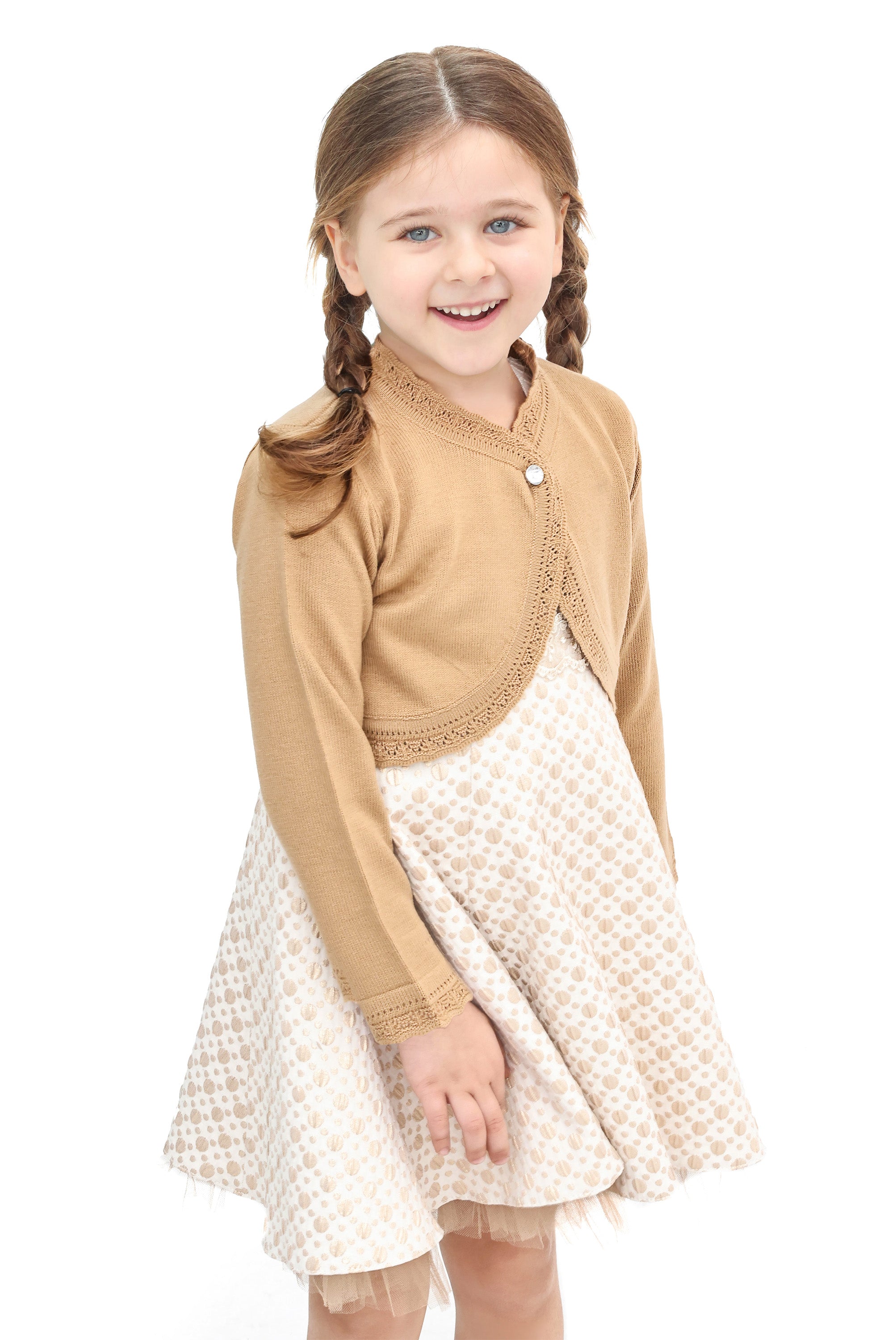 Girls' Bolero Cardigan Shrug Knit Long Sleeve Button Closure LILAX