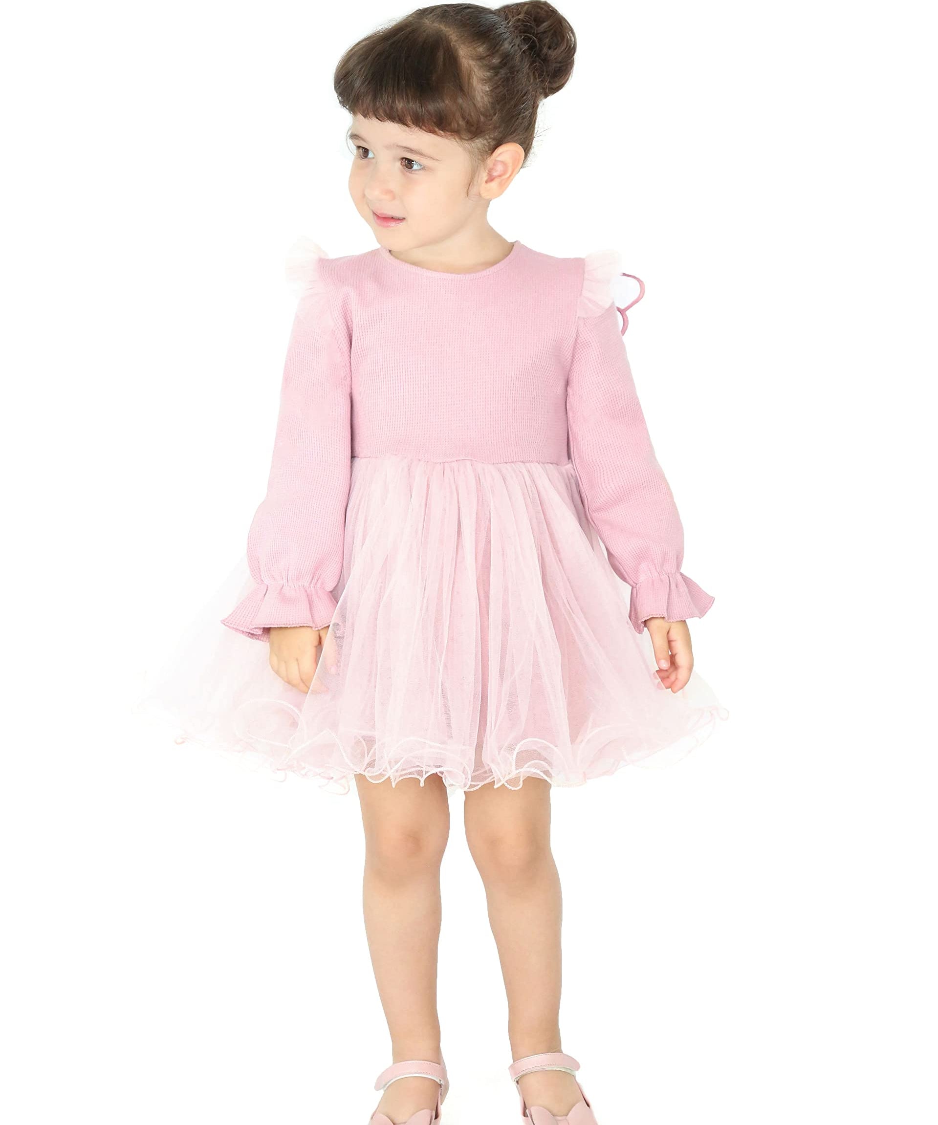 Girl Butterfly Wing Long Sleeve Tulle Party Princess Dress