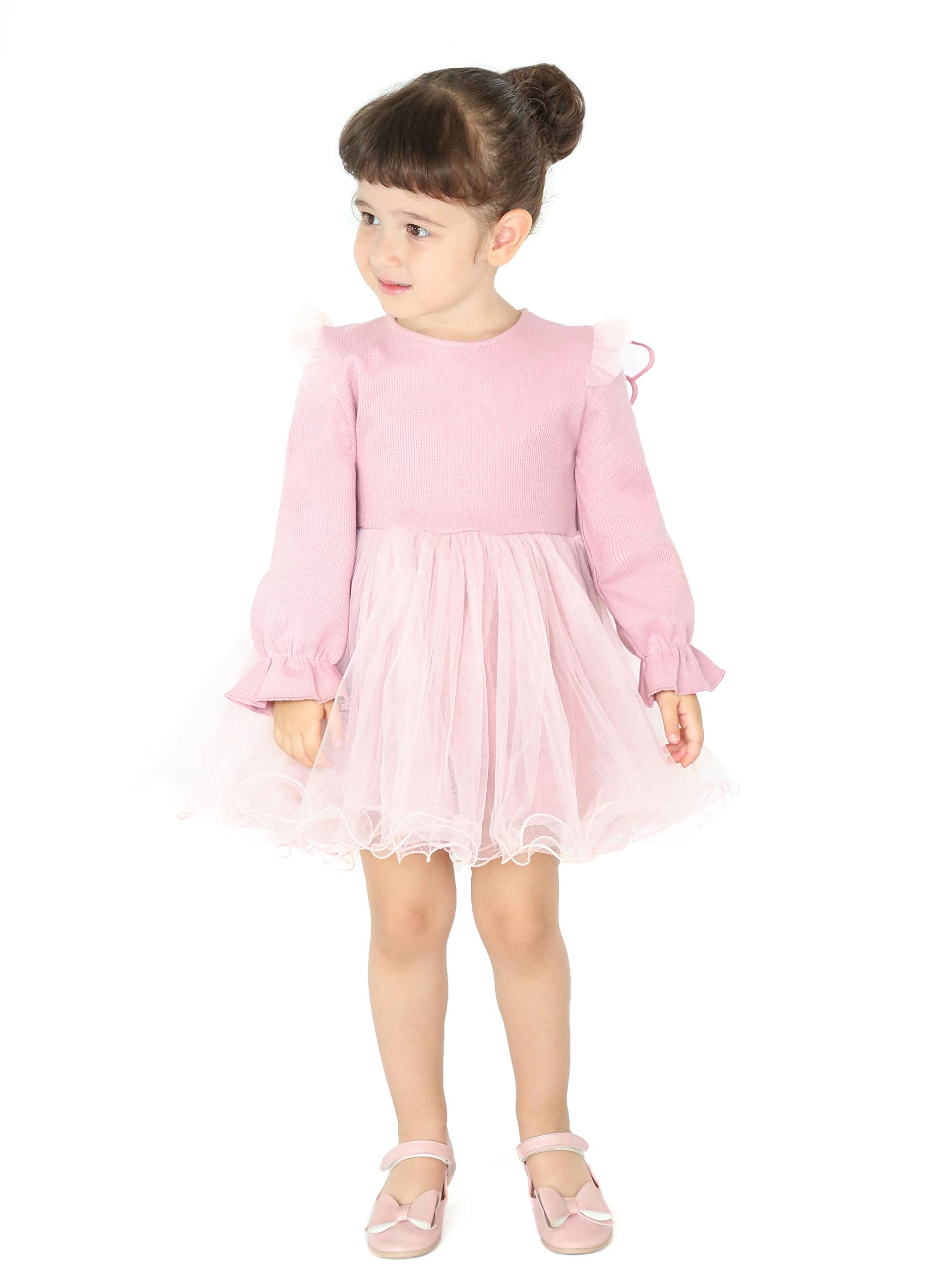 Girl Butterfly Wing Long Sleeve Tulle Party Princess Dress