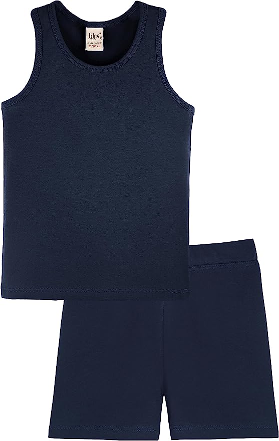 Girls cotton solid basic racerback tanktop and shorts set; perfect for baby girl clothes & christmas gift ideas