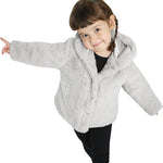 Girls puffy and cozy hooded cardigan sweater with 4 buttons; perfect for Christmas gift ideas