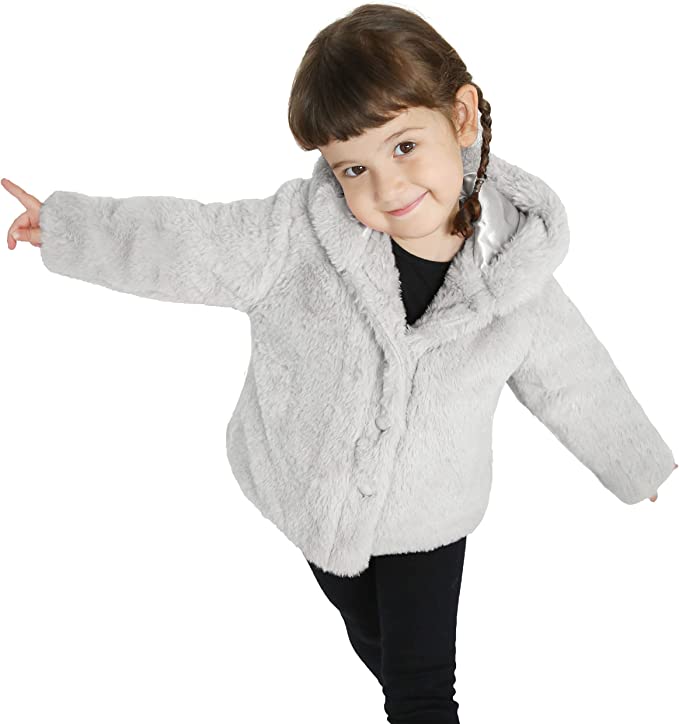 Cozy Girls' Hooded Jacket Faux Fur Winter Coat LILAX