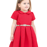 Girls Patterned Shimmer Belt Dress