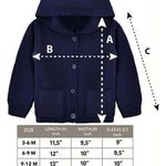 Baby Boys' Hooded Cardigan, Soft Knit Ribbed Buton Closure Sweater