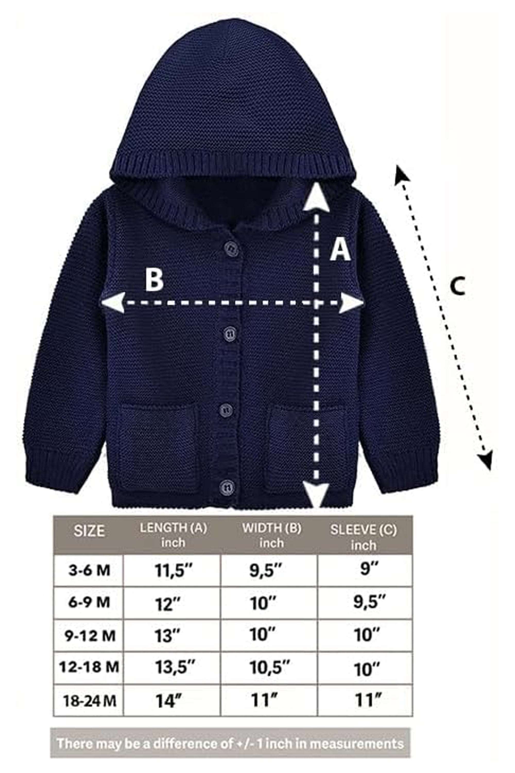 Baby Boys' Hooded Cardigan, Soft Knit Ribbed Buton Closure Sweater