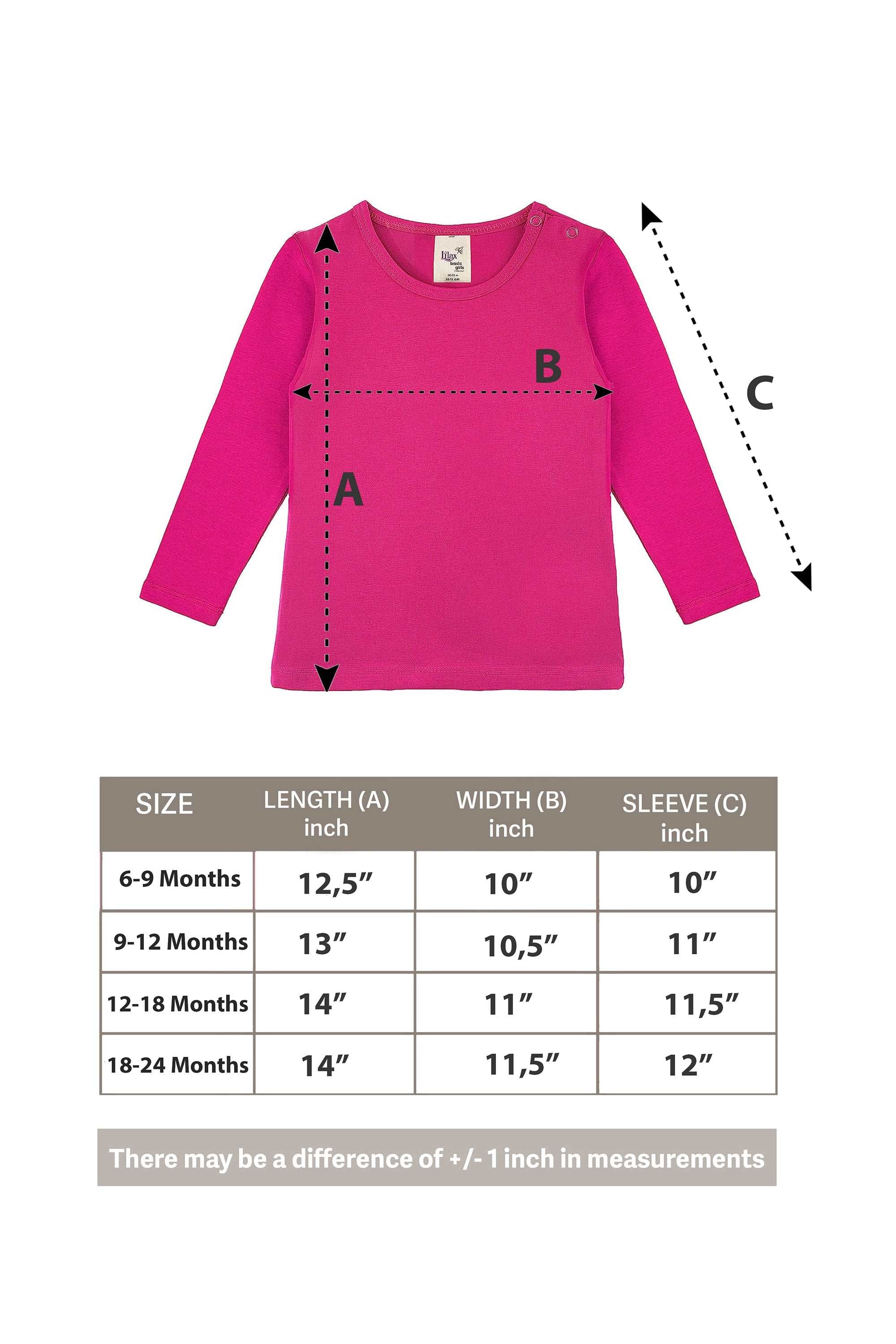 Baby Girls' Basic Long Sleeve Round Neck T-Shirt / 12 to 24 Months