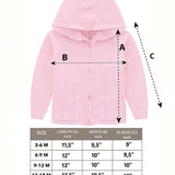 Baby Girls' Hooded Cardigan, Soft Knit Ribbed Button Closure Sweater