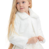 Girls Faux Fur Shrug Jacket Tied Ribbon Cozy Bolero